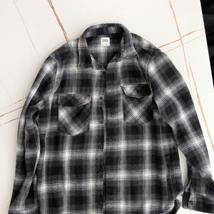 Zara Black and White Plaid Shirt
